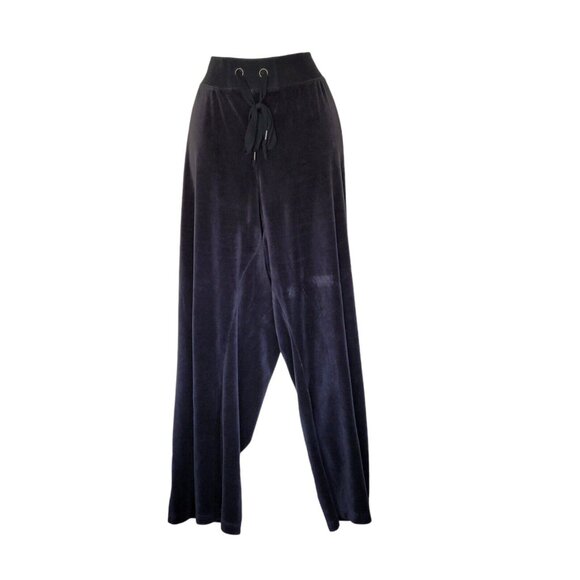 Merona Womens Track Suit 2pc Size 28W Black Velour Polyester Tie Pants Hood - Picture 5 of 16